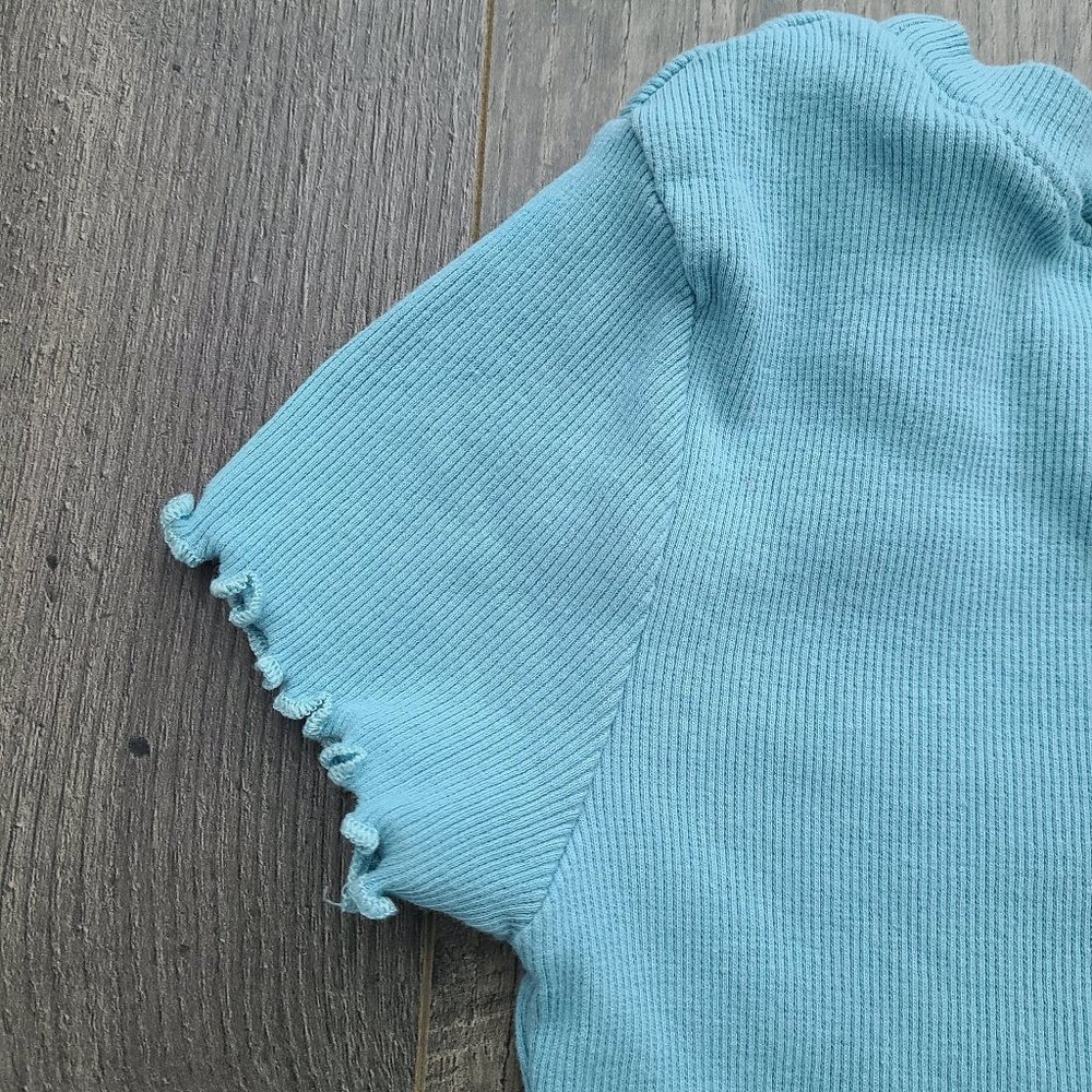 Aqua Ribbed Baby Tee - XS - Picture 5 of 11